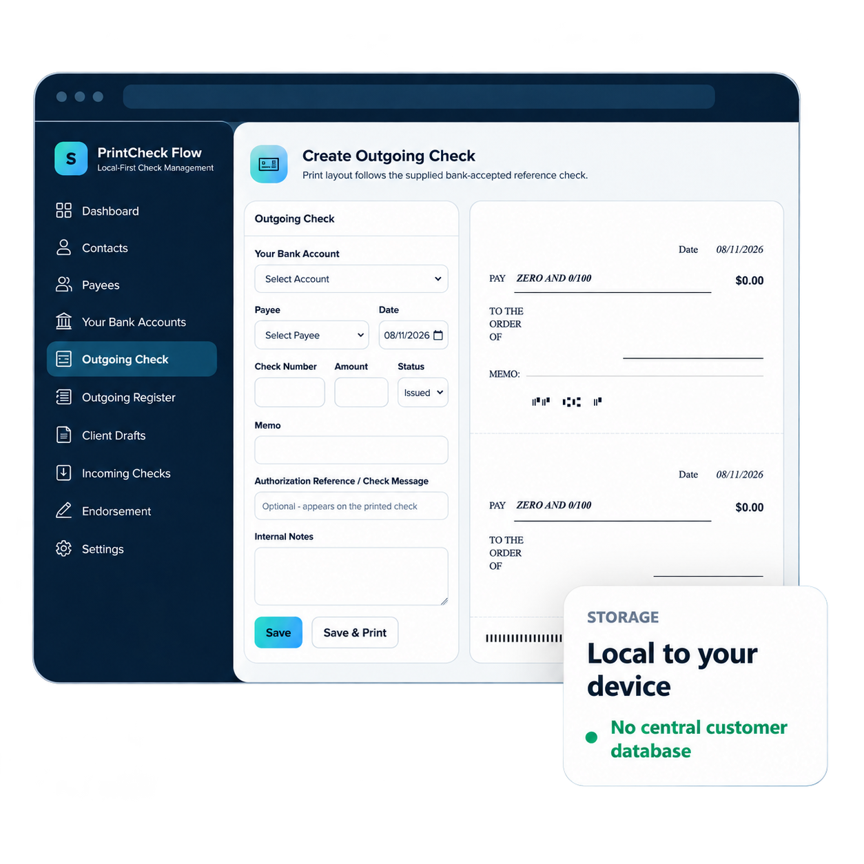 PrintCheck Flow application preview